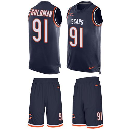 Nike Bears #91 Eddie Goldman Navy Blue Team Color Men's Stitched NFL Limited Tank Top Suit Jersey - Click Image to Close